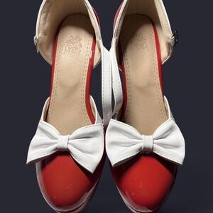 Red and White Bow Women's Shoes
